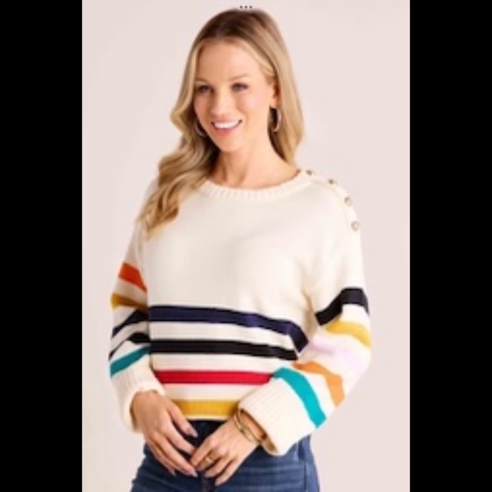 English Factory Striped Sweater with Buttons